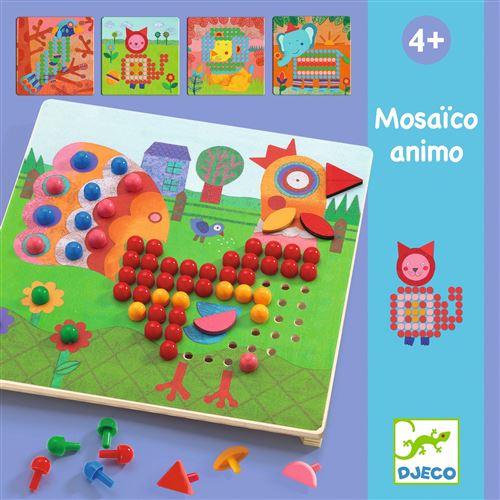 Jogo de Recriar - Mosaico Animo - Animais com Pinos - Djeco Toys Online