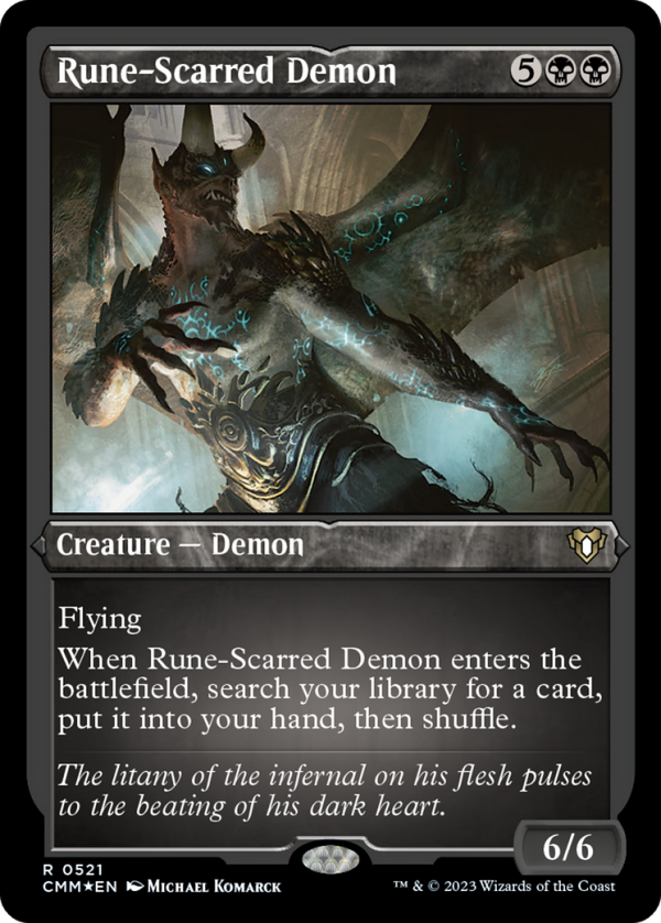 Rune-Scarred Demon (Foil Etched) [Commander Masters] Supply